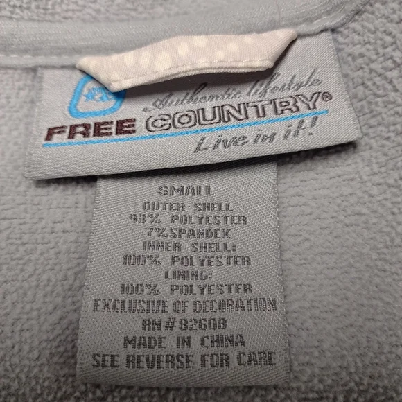 Free Country Women's Hooded Beige Gray Pattern Full Zip Fleece Lined Pockets S - Picture 7 of 7